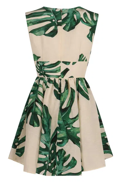 Raquel Diniz Linen And Silk Dress In Multi