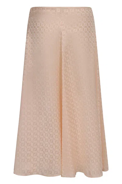 Fendi Silk Midi Skirt In Pink