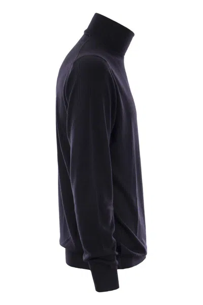 Fedeli Superfine Wool Turtleneck Derby In Blue