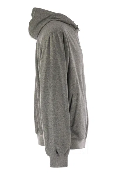 Fedeli Reversible Bomber Jacket With Hood In Cashmere Flannel And Airstop In Gray