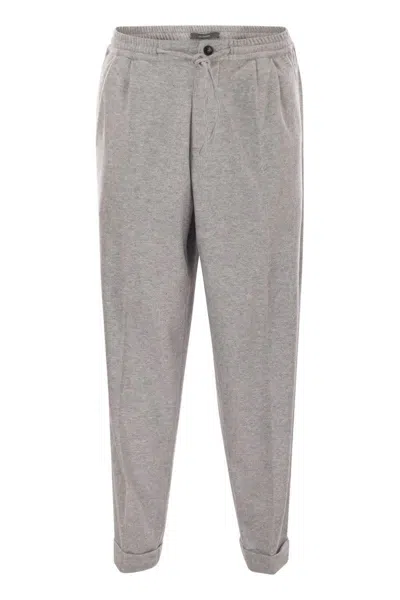Fedeli Harvard Soft Cashmere Flannel Trousers In Gray