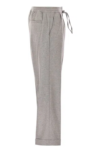 Fedeli Harvard Soft Cashmere Flannel Trousers In Gray