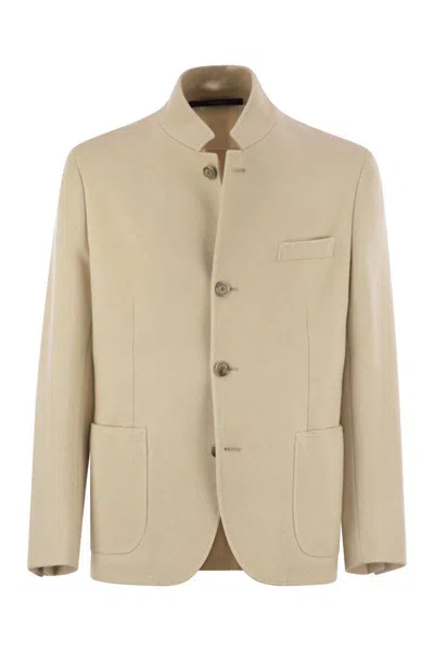 Fedeli Damon Double Flanel Cashmere Blazer In Sand