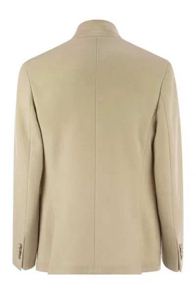 Fedeli Damon Double Flanel Cashmere Blazer In Sand