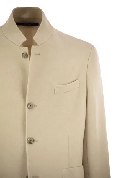 Fedeli Damon Double Flanel Cashmere Blazer In Sand