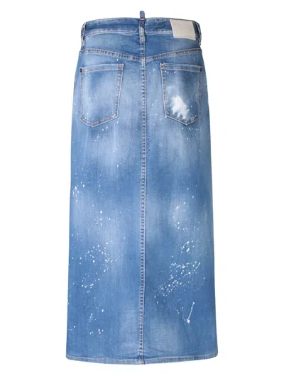 Dsquared2 Distressed-effect Denim Midi Skirt In Blue