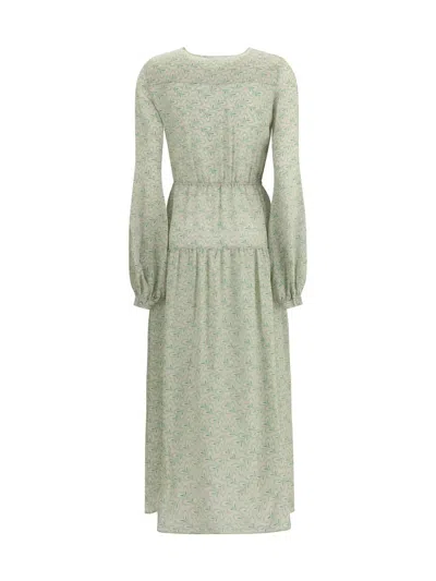 Kristina Ti Foliage-print Button-front Midi Dress In Green