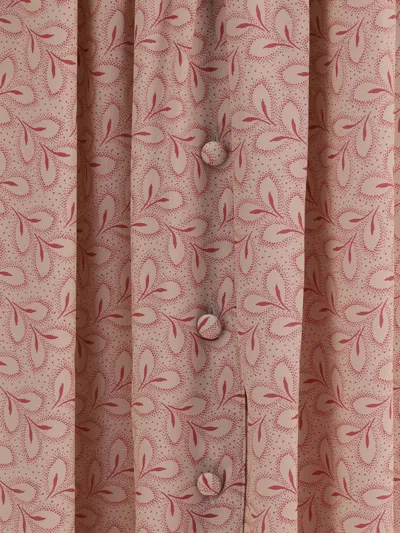 Kristina Ti Foliage-print Button-front Midi Skirt In Pink