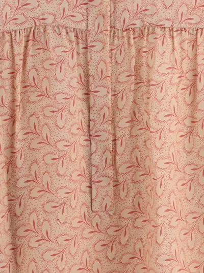 Kristina Ti Blouse With Foliage Print And Refined Stand-up Collar In Pink