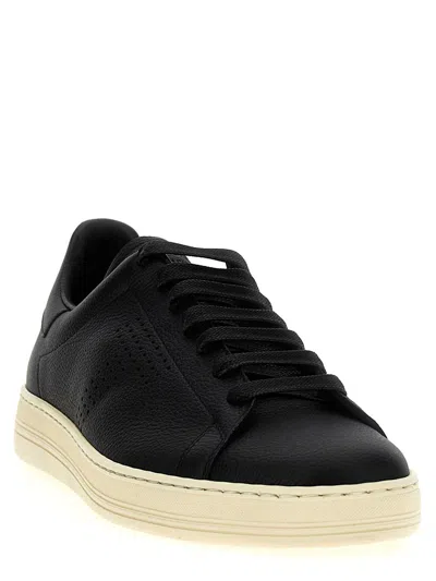 Tom Ford Low-top Leather Sneakers In Black