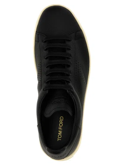 Tom Ford Low-top Leather Sneakers In Black