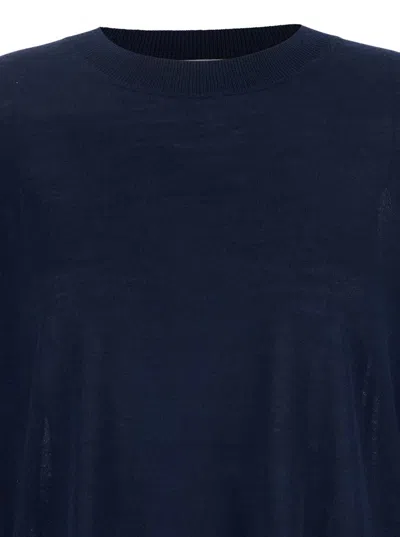 P.a.r.o.s.h Blue Long-sleeved Crewneck Sweater In Wool And Silk Blend Woman In Blue