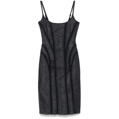 Mugler Dresses Blue In Black