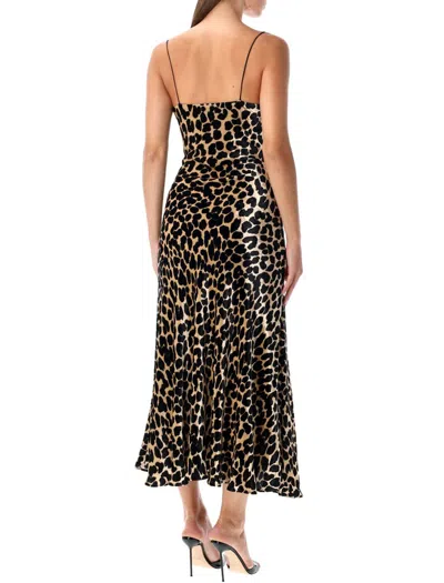 Balmain Leopard-print Velvet Midi Dress With Thin Straps In Animal Print