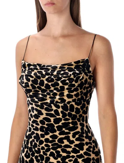 Balmain Leopard-print Velvet Midi Dress With Thin Straps In Animal Print