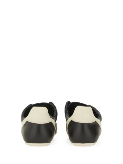 Rick Owens Black Low-top Sneakers With Contrasting Details In Leather Man In Black