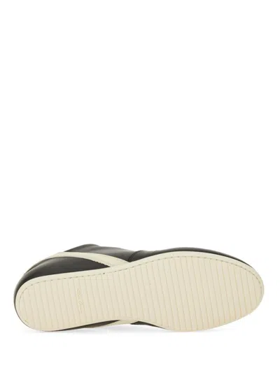 Rick Owens Black Low-top Sneakers With Contrasting Details In Leather Man In Black