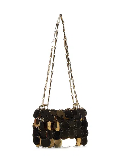 Rabanne Gold Sparkle Discs Nano Bag Shoulder Bag In Black