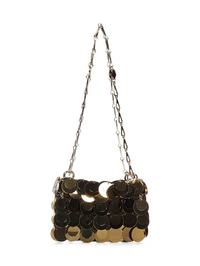 Rabanne Gold Sparkle Discs Nano Bag Shoulder Bag In Black