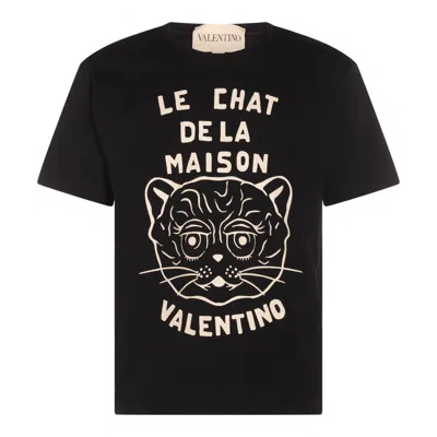 Valentino Chat De La Maison Cotton T-shirt In Black