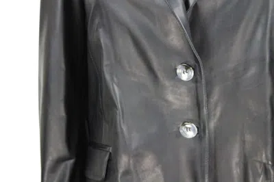 Barba Napoli Soft Leather Blazer Jacket With 2 Button Closure And Flap Pockets In Black