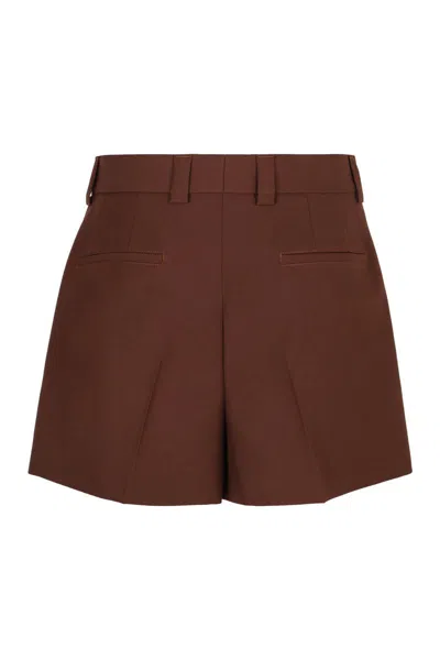 Gucci Tailored Wool Shorts With Pockets And Pleats In Brown