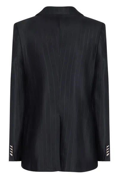 Tagliatore Pinstriped Suit In Black