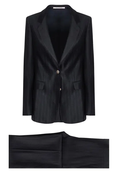 Tagliatore Pinstriped Suit In Black