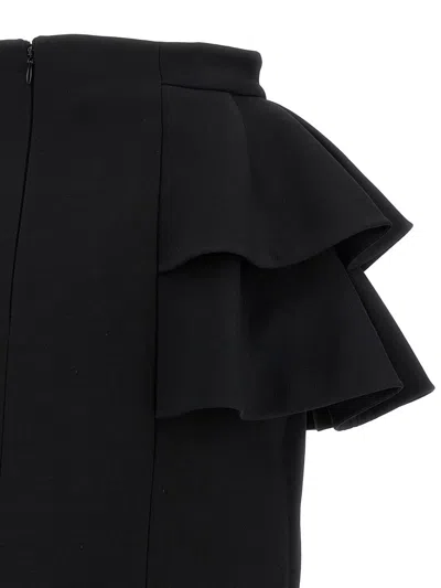 Valentino Black Skirt With Ruffles On The Sides In Black