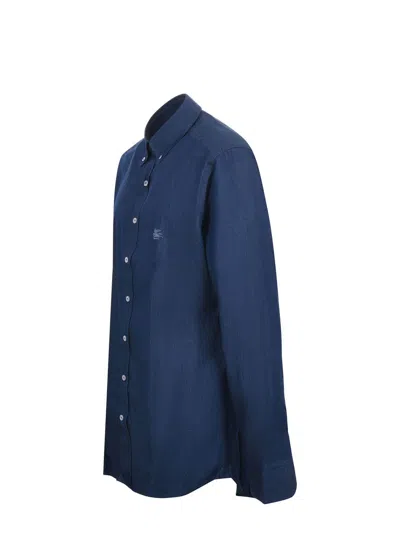 Etro Paisley Washed Denim Shirt In Blue