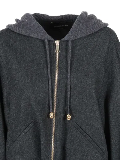 Fabiana Filippi Flannel Wide Bomber With Pepita Detail In Gray