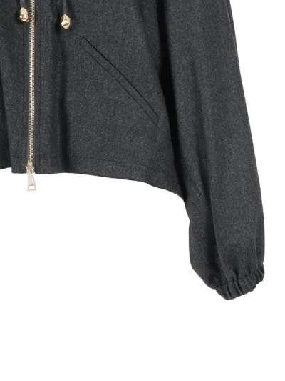 Fabiana Filippi Flannel Wide Bomber With Pepita Detail In Gray