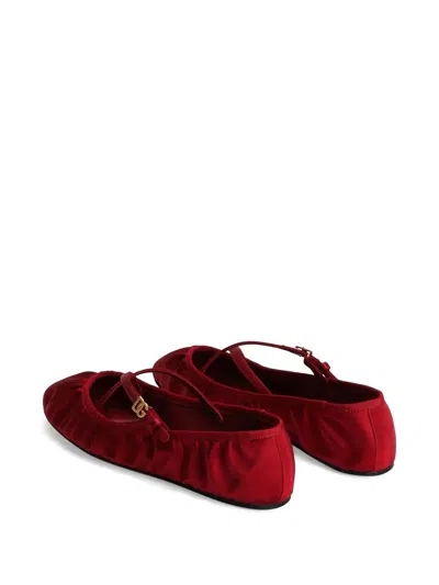 Dolce & Gabbana Satin Ballerinas In Red