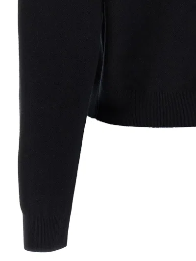 Rotate Birger Christensen Rotate Cropped Black Sweater With Padded Shoulders And Button Embellishments In Black
