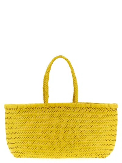 Dragon Diffusion Large Rectangular Shoulder Bag With Woven Texture In Yellow