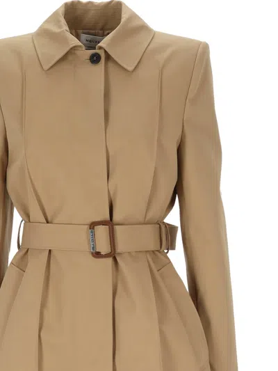 Alexander Mcqueen Alexander Mc Queen Beige Slide Buckle Coat In Brown