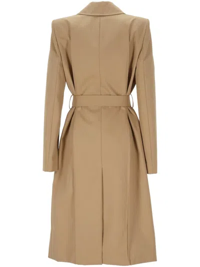 Alexander Mcqueen Alexander Mc Queen Beige Slide Buckle Coat In Brown