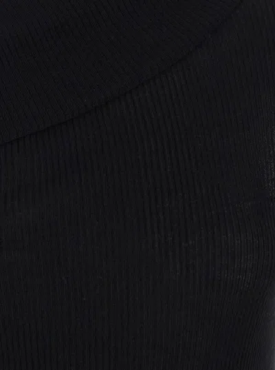 Rick Owens 'athena' Black Dress With Front Neckline And Side Slit In Fabric Woman In Black