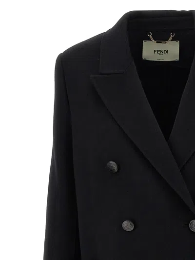 Fendi 'double Wool' Coat In Black