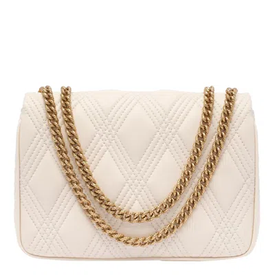 Valentino Quiltie 67 Leather Medium Shoulder Bag With Chain In Neutral
