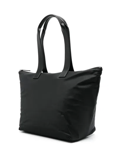 Emporio Armani Asv Medium Shopper Bag In Recycled Nylon In Black