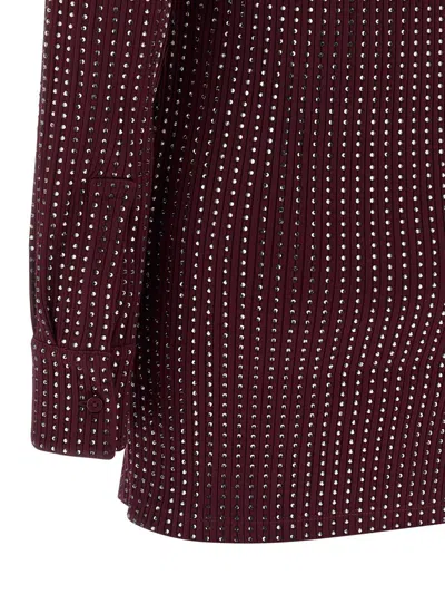 Attico The  Rhinestone Dress In Burgundy