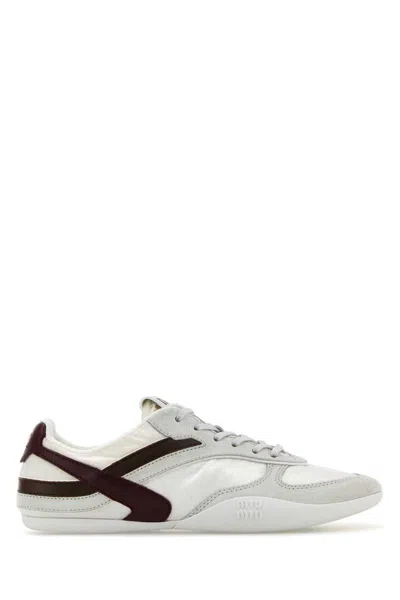 Miu Miu Women Two-tone Tech Fabric And Suede Gymnasium Sneakers In Multi