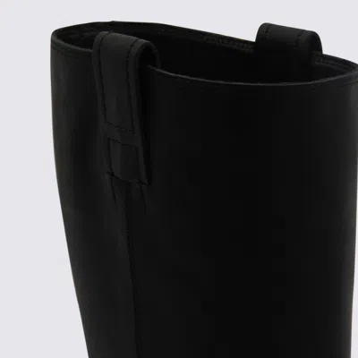 Hogan Black Leather Boots In Black