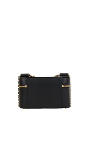 Dolce & Gabbana Sicily Leather Shoulder Bag With Metal Logo Tag In Black