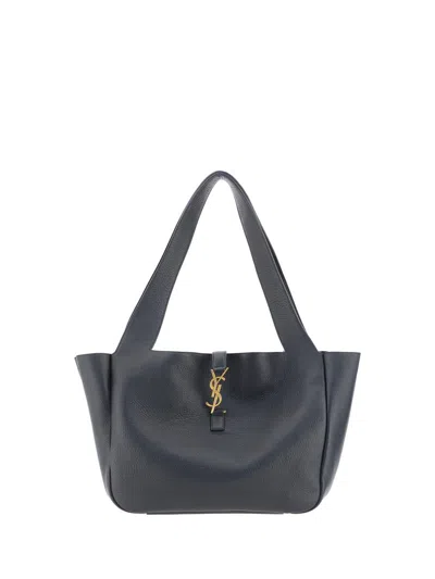 Saint Laurent Bea Cabas Ysl Tote Bag In Supple Leather In Gray