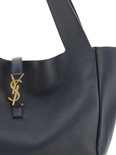 Saint Laurent Bea Cabas Ysl Tote Bag In Supple Leather In Gray
