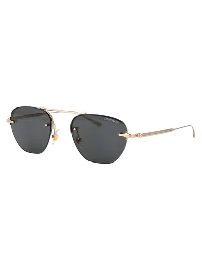 Montblanc Mb0404s Linea Nib 001 Gold Grey Sunglasses
