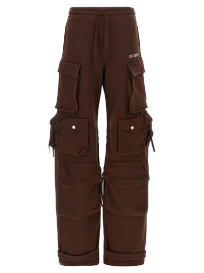 Attico Cotton Jersey Cargo Sweatpants In Brown
