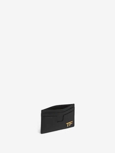 Tom Ford Leather Logo Card Holder In Black